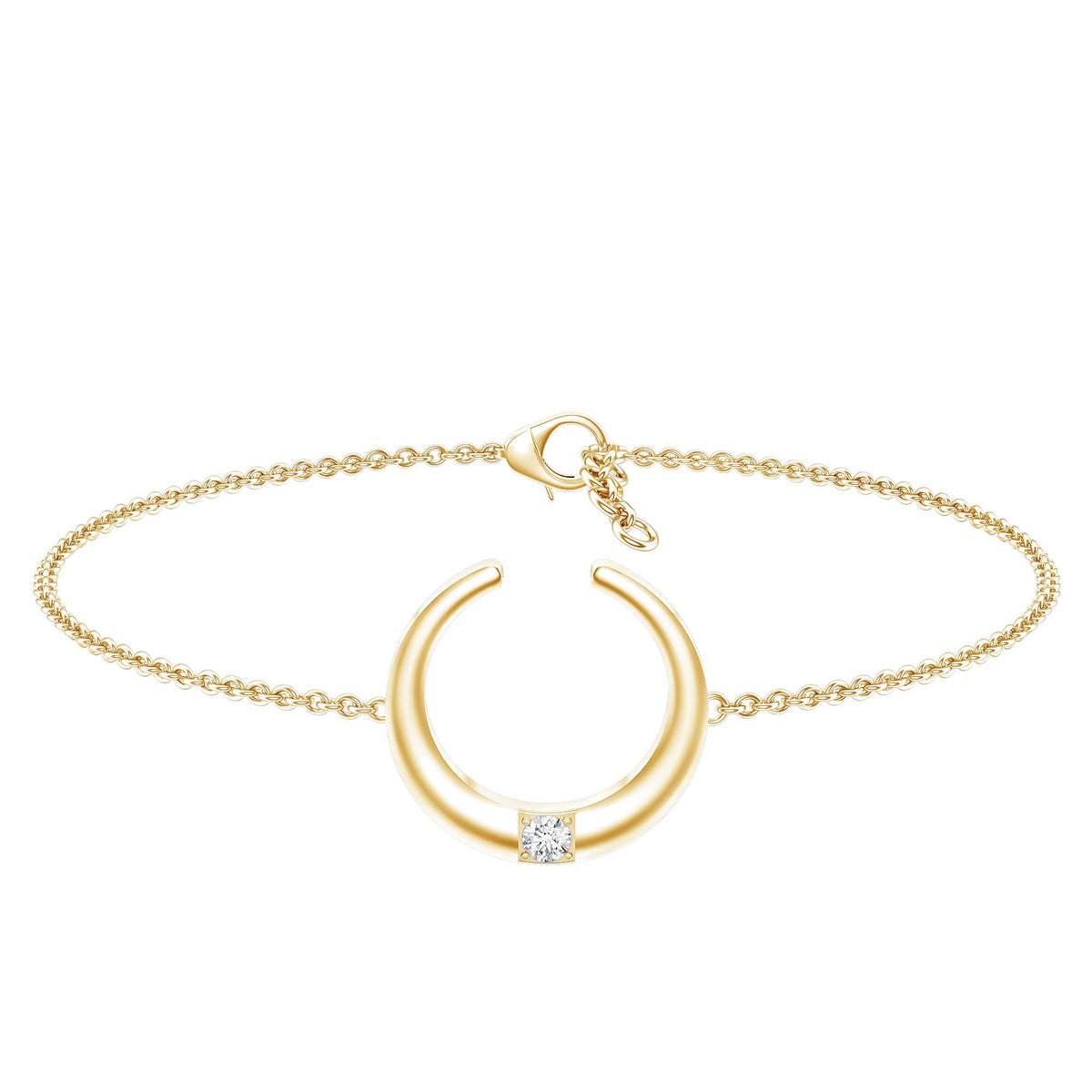 Certified Diamond Moon Chain Bracelet