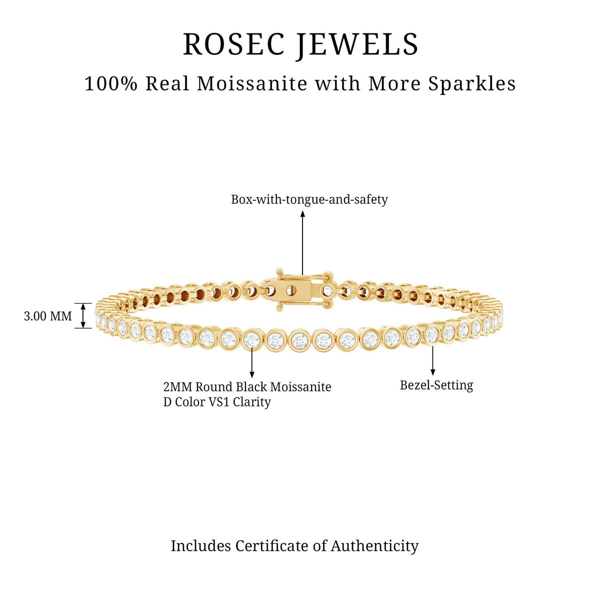 Certified Moissanite Wedding Tennis Bracelet For Bride