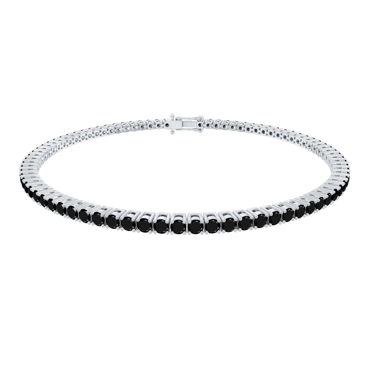 Certified Round Cut Lab Grown Black Diamond Tennis Bracelet