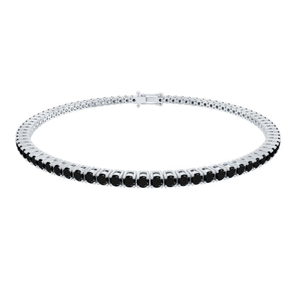 Certified Round Cut Lab Grown Black Diamond Tennis Bracelet