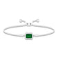 1.6 Carat Emerald Cut Lab Created Emerald Bolo Bracelet with Diamond Halo