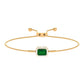 1.6 Carat Emerald Cut Lab Created Emerald Bolo Bracelet with Diamond Halo