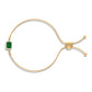 1.6 Carat Emerald Cut Lab Created Emerald Bolo Bracelet with Diamond Halo