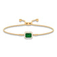 1.6 Carat Emerald Cut Lab Created Emerald Bolo Bracelet with Diamond Halo