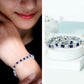 Certified Lab Grown Blue Sapphire Heart Tennis Bracelet with Moissanite