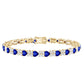 Certified Lab Grown Blue Sapphire Heart Tennis Bracelet with Moissanite