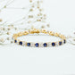 Certified Lab Grown Blue Sapphire Heart Tennis Bracelet with Moissanite