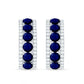 Real Blue Sapphire and Diamond Half Hoop Earrings