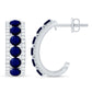 Real Blue Sapphire and Diamond Half Hoop Earrings