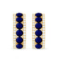 Real Blue Sapphire and Diamond Half Hoop Earrings