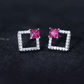 Princess Cut Lab Created Ruby and Diamond Square Stud Earrings