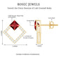 Princess Cut Lab Created Ruby and Diamond Square Stud Earrings