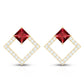 Princess Cut Lab Created Ruby and Diamond Square Stud Earrings