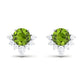 Real 1.8 Carat Peridot Stud Earrings with Diamond Half Halo