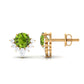 Real 1.8 Carat Peridot Stud Earrings with Diamond Half Halo