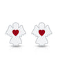 Heart Shape Ruby Angel Stud Earrings with Screw on Back