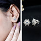 Real Blue Sapphire and Diamond Floral Cluster Stud Earrings