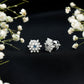 Real Blue Sapphire and Diamond Floral Cluster Stud Earrings