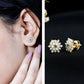 Real Blue Sapphire and Diamond Floral Cluster Stud Earrings
