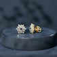 Real Blue Sapphire and Diamond Floral Cluster Stud Earrings