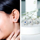 Created Blue Sapphire Snowflake Stud Earrings with Moissanite