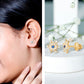 Created Blue Sapphire Snowflake Stud Earrings with Moissanite
