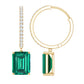 4.6 CT Lab Grown Emerald Hoop Dangle Earrings with Diamond