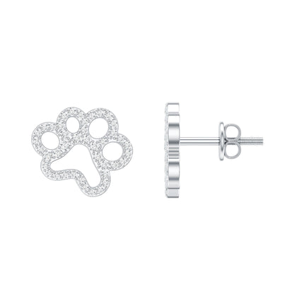 Moissanite Paw Print Earrings With Certificate