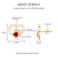 Cute Heart Paw Stud Earrings with Ruby and Diamond