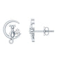 Diamond Cat Moon Stud Earrings for Women