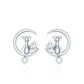 Diamond Cat Moon Stud Earrings for Women