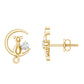 Diamond Cat Moon Stud Earrings for Women