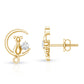 Diamond Cat Moon Stud Earrings for Women