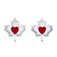 0.94 Carat Heart Shape Ruby Maple Leaf Stud Earrings