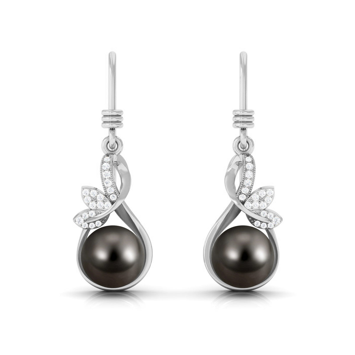 Designer 15 Carat Tahitian Pearl Drop Earrings with Diamond