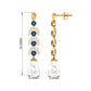 Freshwater Pearl Dangle Earrings with Blue Topaz and Diamond