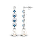 Freshwater Pearl Dangle Earrings with Blue Topaz and Diamond