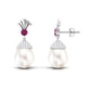 Cultured Freshwater Pearl Drop Earrings with Pink Tourmaline