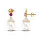 Cultured Freshwater Pearl Drop Earrings with Pink Tourmaline