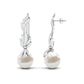 Designer Freshwater Pearl Bridal Dangle Earrings with Diamond