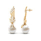 Designer Freshwater Pearl Bridal Dangle Earrings with Diamond