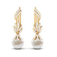 Designer Freshwater Pearl Bridal Dangle Earrings with Diamond