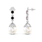 Vintage Inspired Pearl Dangle Earrings with Garnet