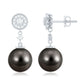 Natural 16 Carat Tahitian Pearl Diamond Drop Earrings for Women