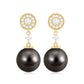 Natural 16 Carat Tahitian Pearl Diamond Drop Earrings for Women