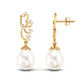 12 Carat Freshwater Pearl Designer Drop Earrings with Diamond