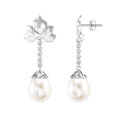12 Carat Cultured Freshwater Pearl Dangle Chain Earrings