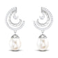 Designer Freshwater Pearl Bridal Drop Earrings with Diamond