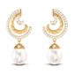 Designer Freshwater Pearl Bridal Drop Earrings with Diamond