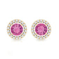 Natural Pink Tourmaline and Diamond Halo Stud Earrings